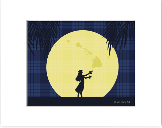 Moonlit Aloha (Matted Print)